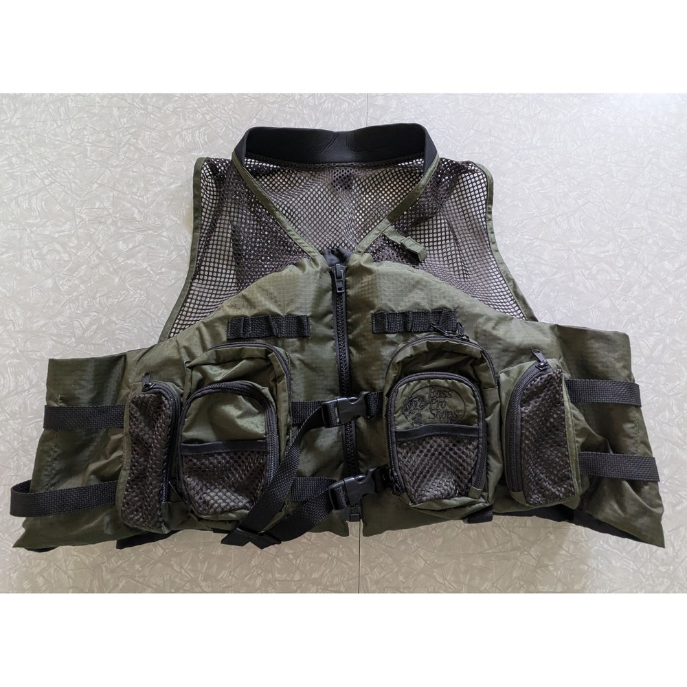 Bass Pro Shops Tournament Mesh Fishing Life Vest PFD Jacket Olive Green 4XL 1800